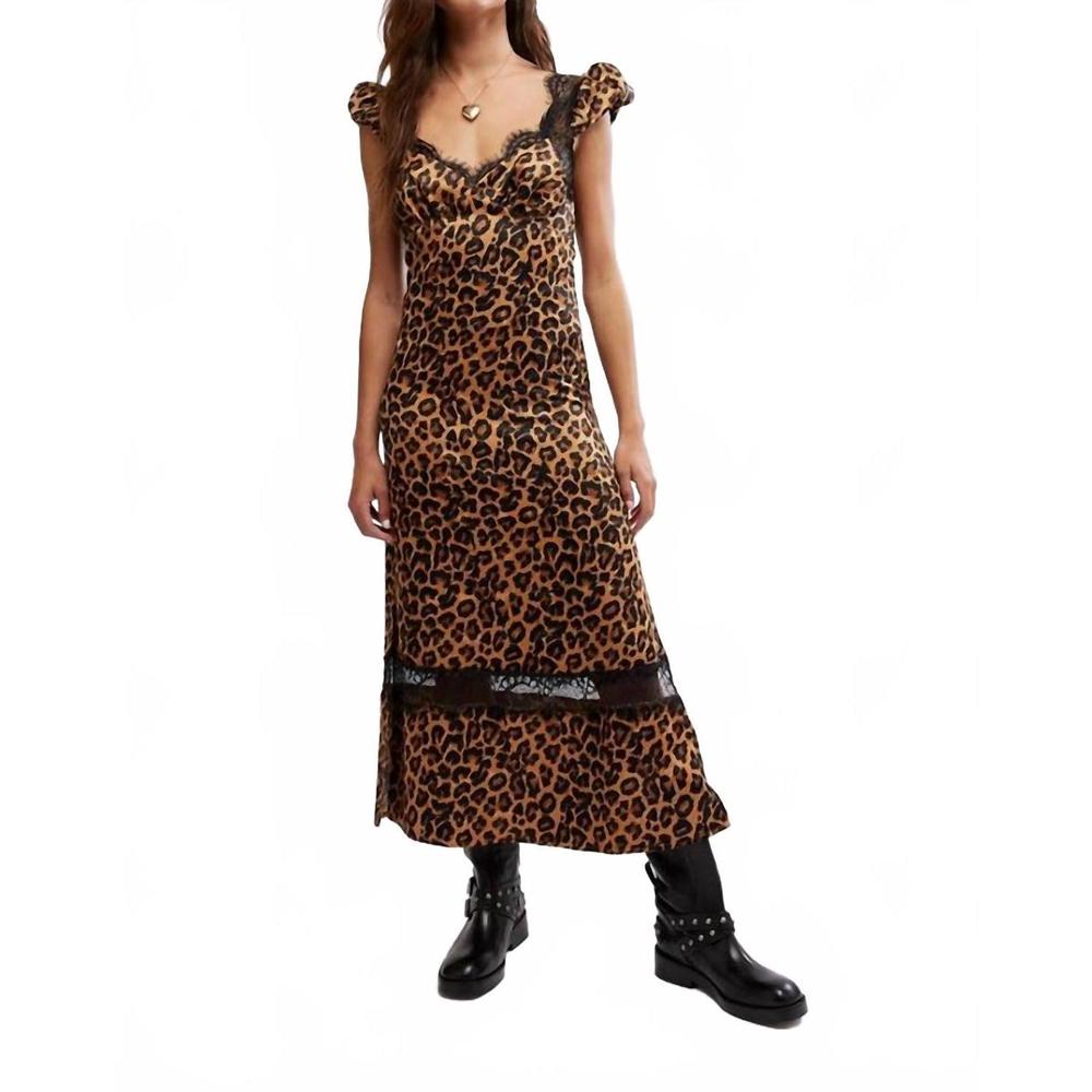 NEW FREE PEOPLE foolish heart midi dress in natural animal combo - Picture 1 of 3